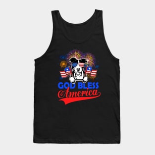 God Bless America 4th Of July Firework Dog Unisex Tank Top